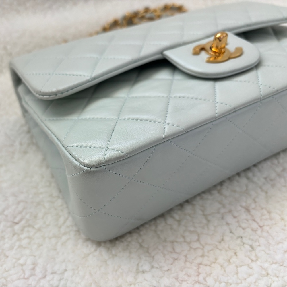Chanel Classic Flap Lambskin Baby Blue 24K GHW - Picture 7 of 14